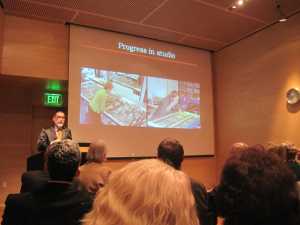 Here is Stefano Catalani, the Director of Curatorial Affairs, talking about the show and announcing the John & Joyce Award of Excellence. If you look closely, you can see me on the big screen.