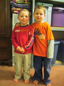 This is one of the sweetest photos of my little boys in my studio.