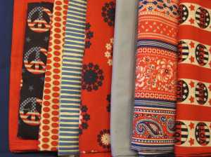 This palette includes three vintage prints, three contemporary prints, two solids, and one hand-dyed.