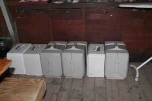 Here is the row of sewing machines available for participants.